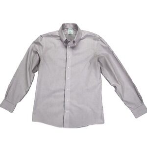 Brooks Brothers Milano Fit Dress Shirt 15.5 34 Red White Pinstripe Non Iron